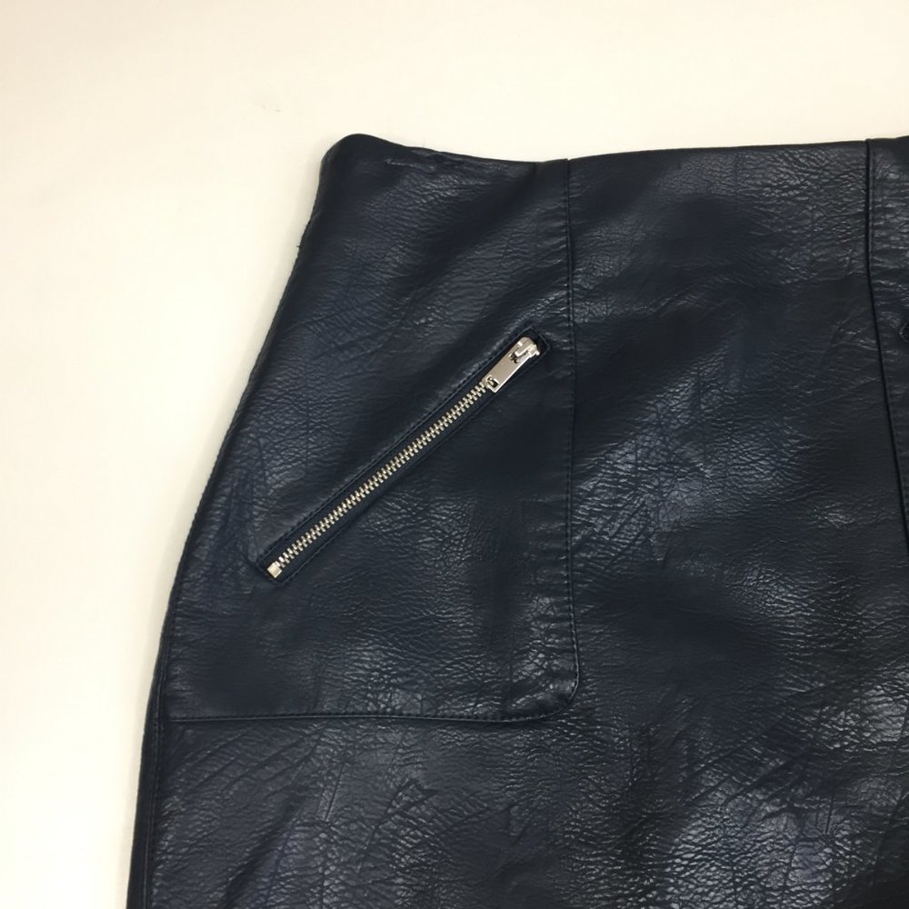 Zara Basic Dark Green Decorative Zip Pockets Leat… - image 4